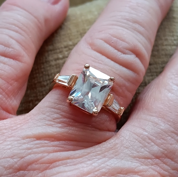 Gold Plated Silver Cubic Zirconia Ring - Picture 1 of 10